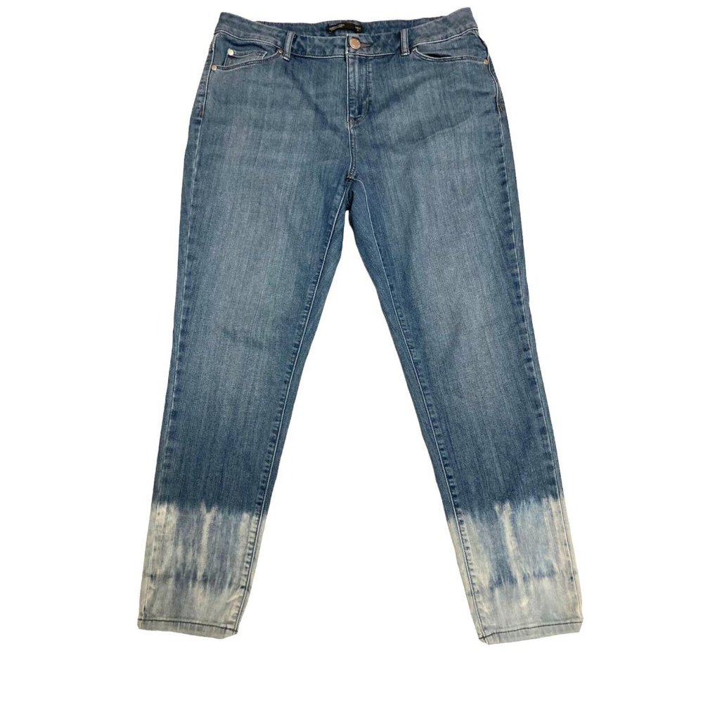 Simply  Vera Vera Wang Ankle Blue Jeans Women Size 12 Acid Wash Bottom Legs